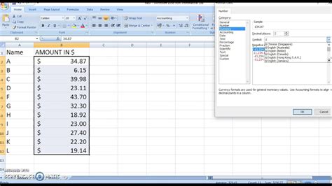 Currency Symbols And Decimals In Excel Youtube