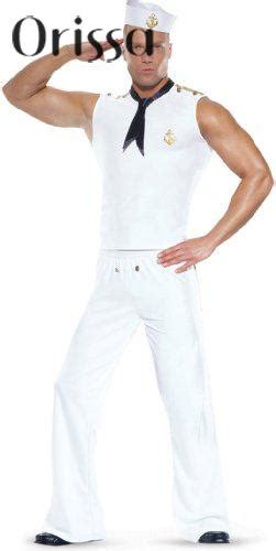 Mens Sexy Sailor Navy Military Costume White Sailor Halloween Carnival