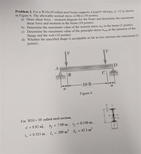 Solved Problem 2 For A W10x39 Rolled Steel Beam Supports A