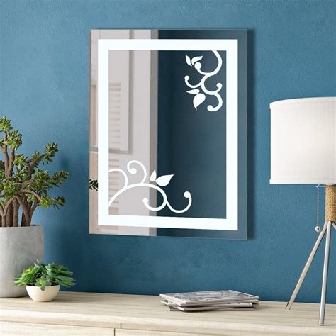 Floral Frameless Frosted Mirror Designer Flair Glass