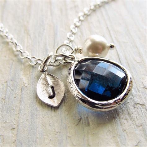 September Birthstone Necklace Personalized Initial Jewelry Etsy