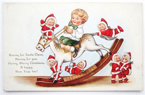 Whitney Nimble Nicks Rocking Horse Child Christmas Postcard Emb