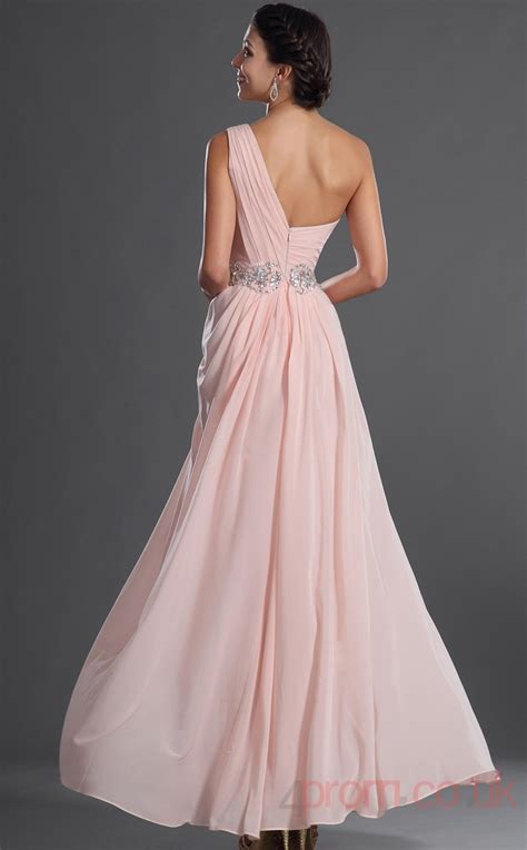 Pink 100d Chiffon A Line One Shoulder Long Evening Dress Bd04 517