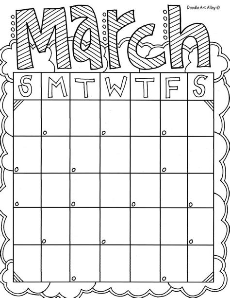 March Coloring Pages Doodle Art Alley Teacher Organization
