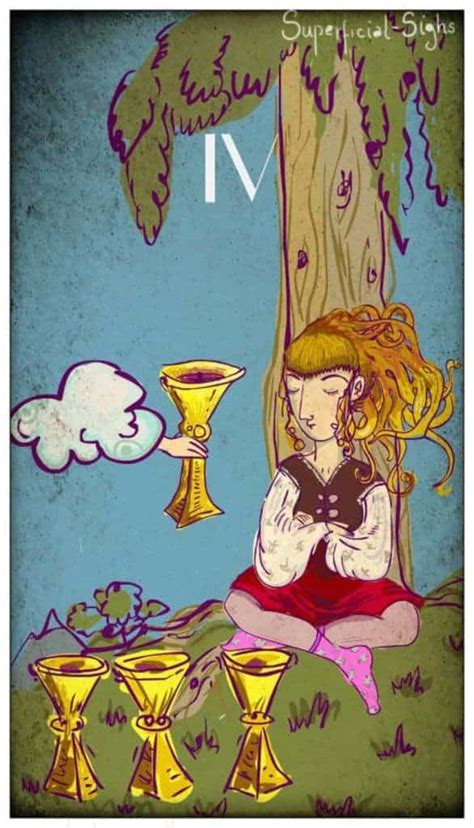 Wands, cups, swords, and pentacles. Four of Cups Tarot Card Meaning: Love, Health, Money & More