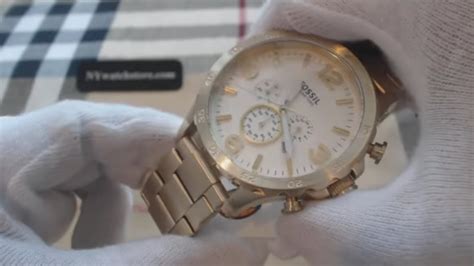 Mens Gold Tone Fossil Nate Chronograph Watch Jr1479 Youtube