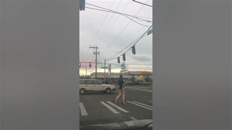 Hot Mamas Walking In The Sidewalk With Blue Short Black Jacket On Aurora Avenue Prostitution
