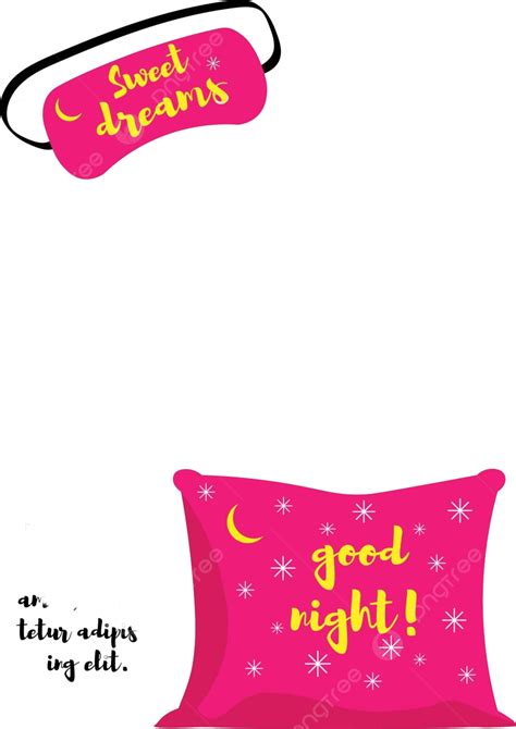 Pink Pillow With Sweet Dreams And Sleep Mask Template Vector Set