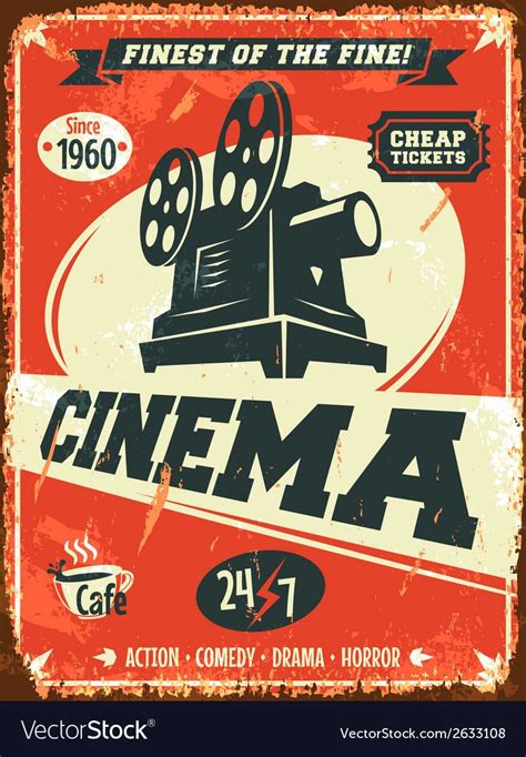 Grunge Retro Cinema Poster Vector Illustration Download A Free Preview Or High Quality Adobe