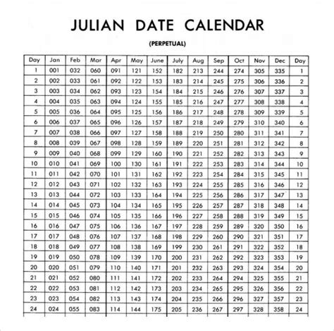 Julian Date 2021 Printable Blank Calendar Template