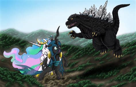 Godzilla And Celestia Vs Queen Chrysalis Re Post By Kingshisa08 On