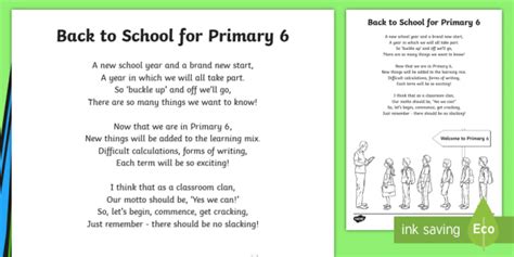 Back To School Primary 6 Poem