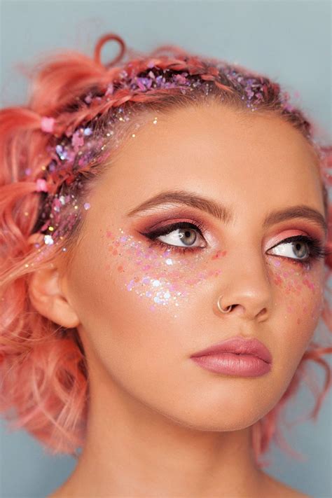 pin by soph🍒 on make up pink glitter makeup festival makeup glitter rave makeup