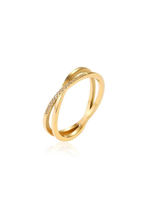 Buy Celovis Celovis Reva Entwined Single Row Zirconia Ring In Gold