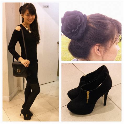 Tasha Chen Handm Black Flower New Look Boot Heels All Black Day