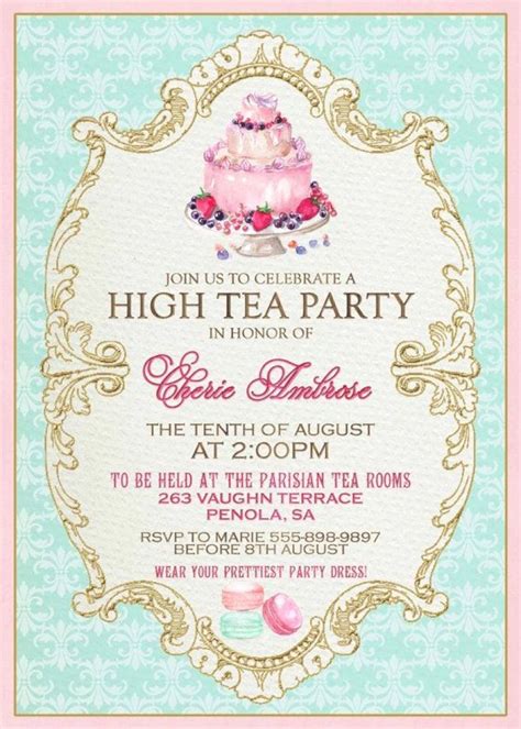 Tea Party Invitations Templates Unique Tea Party Invitations Template