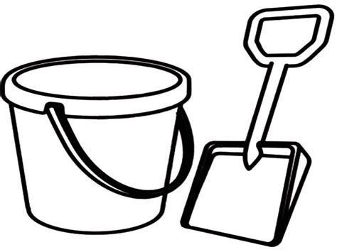 Sand bucket clipart black and white. Shovel Coloring Page at GetColorings.com | Free printable ...