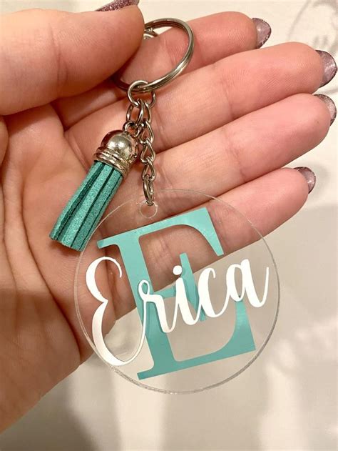 Personalized Name And Initial Acrylic Keychain Custom Name Etsy