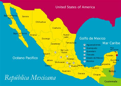 25 Encantador El Mapa De La Republica Mexicana Con Nombres Y Colores