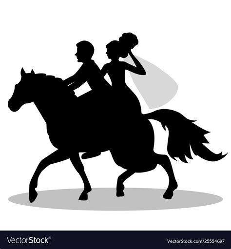 Bride And Groom On A Horse Royalty Free Vector Image