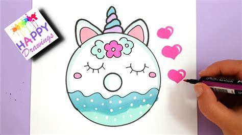 Drawing And Painting How To Draw A Cute Unicorn Donut Easy Youtube