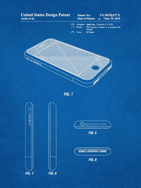 2010 Iphone Patent Art Print Apple Iphone Steve Jobs Cell Phone