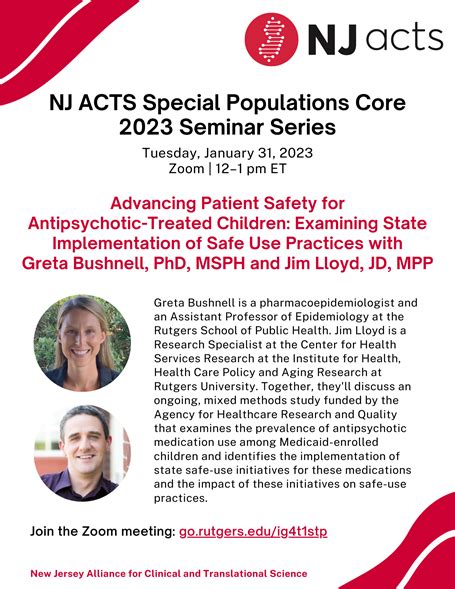 Join Nj Acts Special Populations Core On January 31st New Jersey