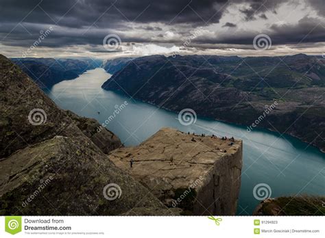 Preiekestolen Der Kanzel Felsen Norweger Cliff Tourist Destination