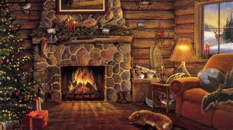Cozy Christmas Cabin Winter Cottage Fireplace Soundscape Youtube