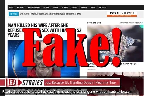 Fake News Man Did Not Kill His Wife After She Refused To Have Sex With