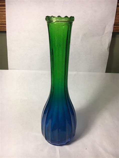 Vintage Amberina Vase Blue Green Flash Bud Type Vase Collectible Rare