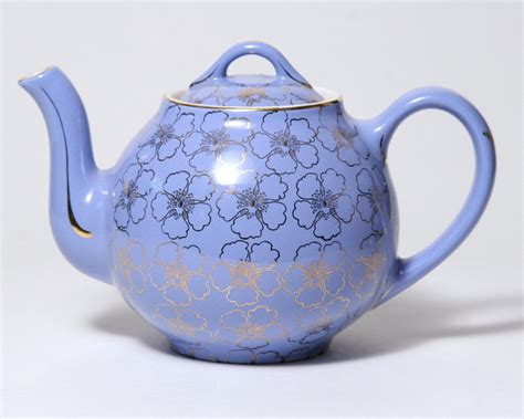 Blue Ceramic Teapot Hall China French 6 Cup
