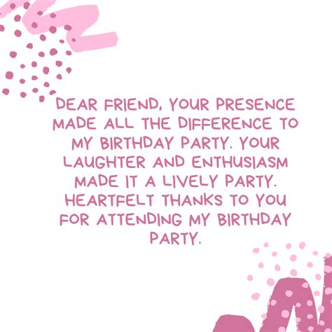 Thank You Messages For Attending Birthday Party Thank