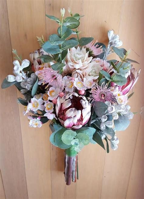 Australian Native Flowers Bridal Bouquet Artificial Protea Etsy Australia Wedding Table