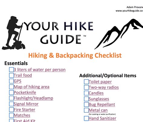 Hiking And Backpacking Checklist Your Hike Guide