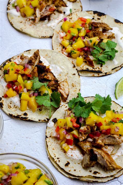 Coconut Curry Chicken Tacos With Mango Salsa And Lime Crema Mom Under