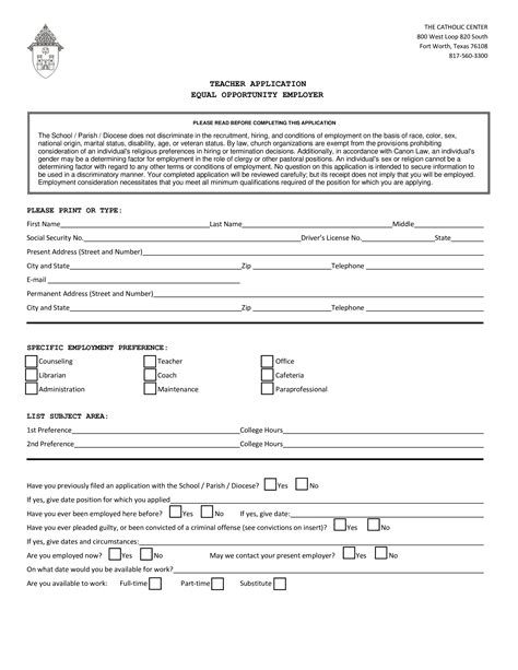 Teacher Job Application Form Templates At