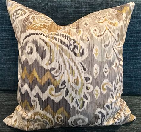 Grey Beige Metallic Gold And Ivory Paisley Pillow Covers In Etsy