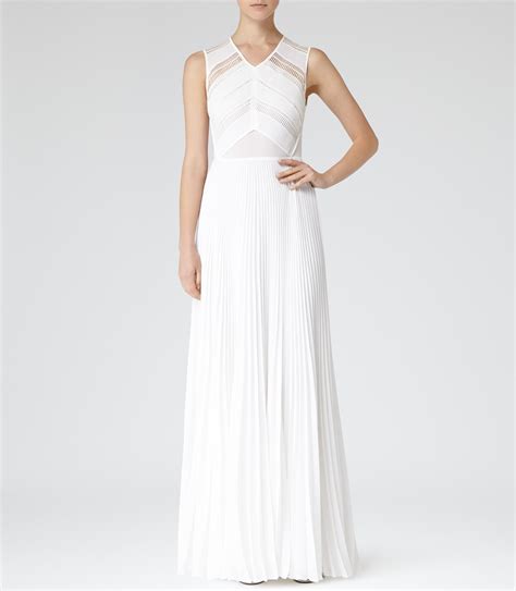 Lyst Reiss Jemma Pleated Maxi Dress In White