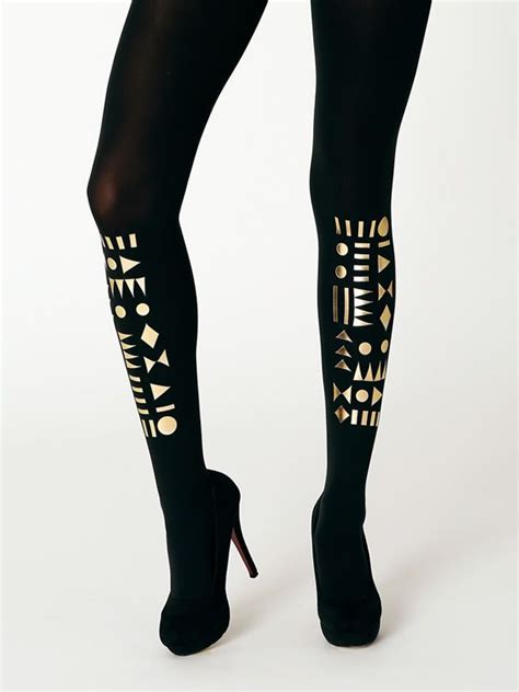 Geometric Tights By Virivee Superb Quality Tights With Gold Geometric