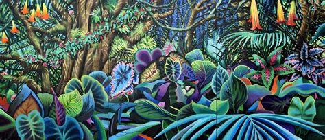 Buy Flowering Jungle Large Triptych By Geoff Greene Original Acrylic