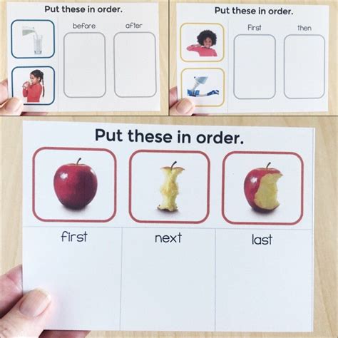 Basic Concepts Speech Therapy Printable Temporal Sequencing Cards