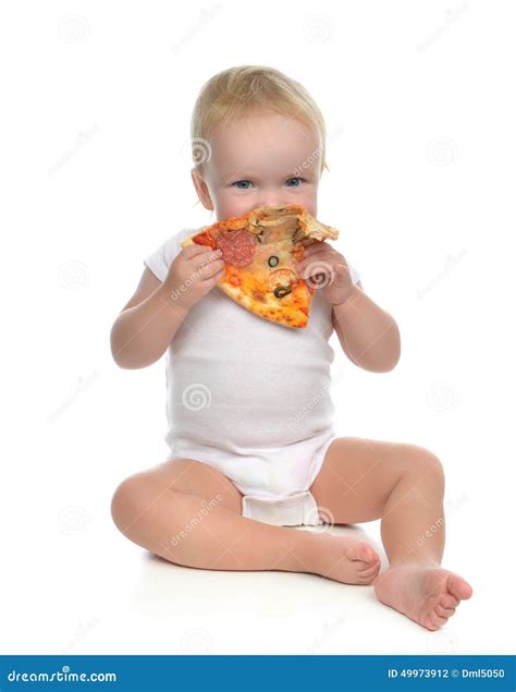 Eating A Slice Of Pizza Hands Stock Photo 43025856