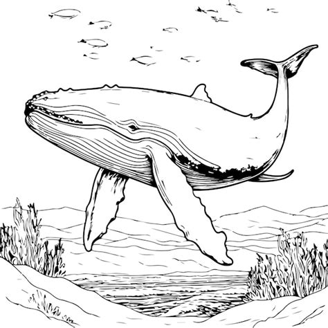 Coloriage Baleine à Bosse Vecteur Premium