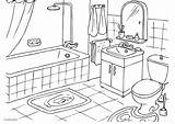 Bathroom Coloring Colorear Para Dibujo Baignoire Banheiro sketch template