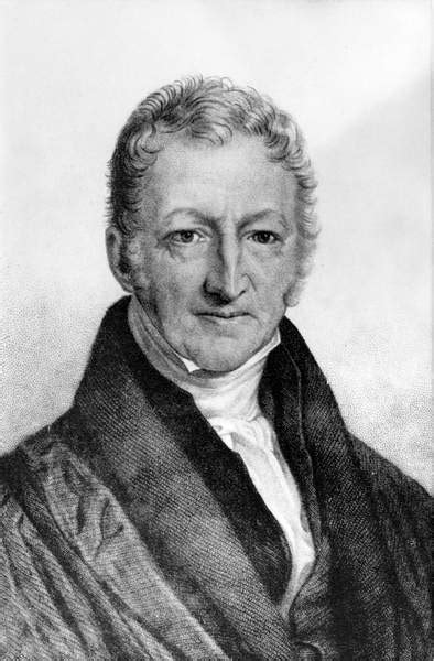 イギリスの経済学者、トーマス・ロバート・マルサス（1766～1834）の肖像。