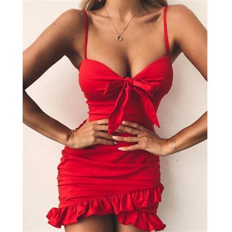 Sexy Style Fashion Women Summer Dresses Solid Color Spaghetti Strap