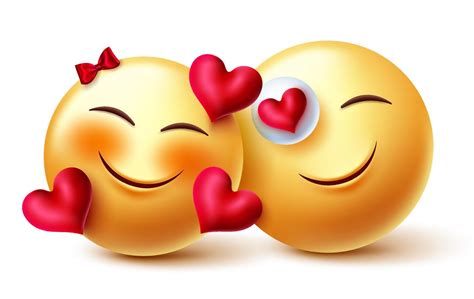 Emoji Valentine Couple Vector Concept Design Emojis 3d Inlove Emojis