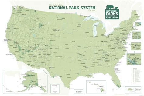 Npca National Park System Map 24x36 Poster Special Edition System