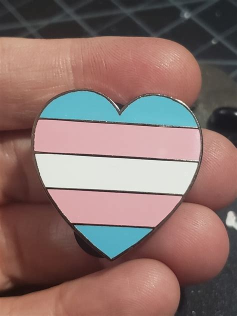 Trans Flag Heart Enamel Pin Etsy
